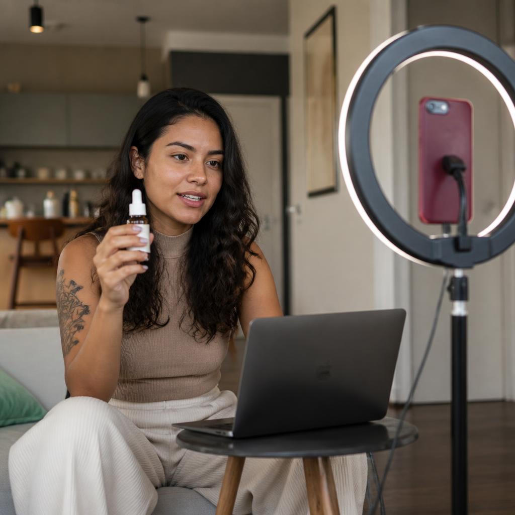 Criadora analisando produtos em alta e preparando o roteiro do vídeo